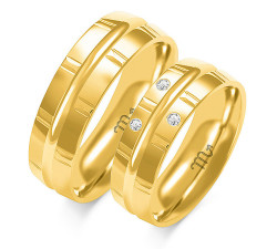 Obrączka z diamentami ślubna złota 585 z diamentem