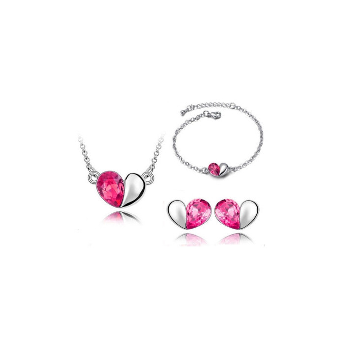 Komplet biżuterii z różowymi sercami na prezent