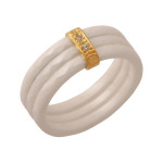 Złoty pierścionek 585 biała ceramika cyrkonie r 12