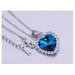 Komplet biżuterii damskiej serca z błękitnymi cyrkoniami lazurowe serca