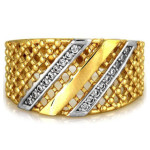 Złoty pierścionek 585 ażurowy z białymi cyrkoniami 3,21 g