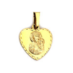 Złoty medalik 585 serduszko z Matką Boską Częstochowską