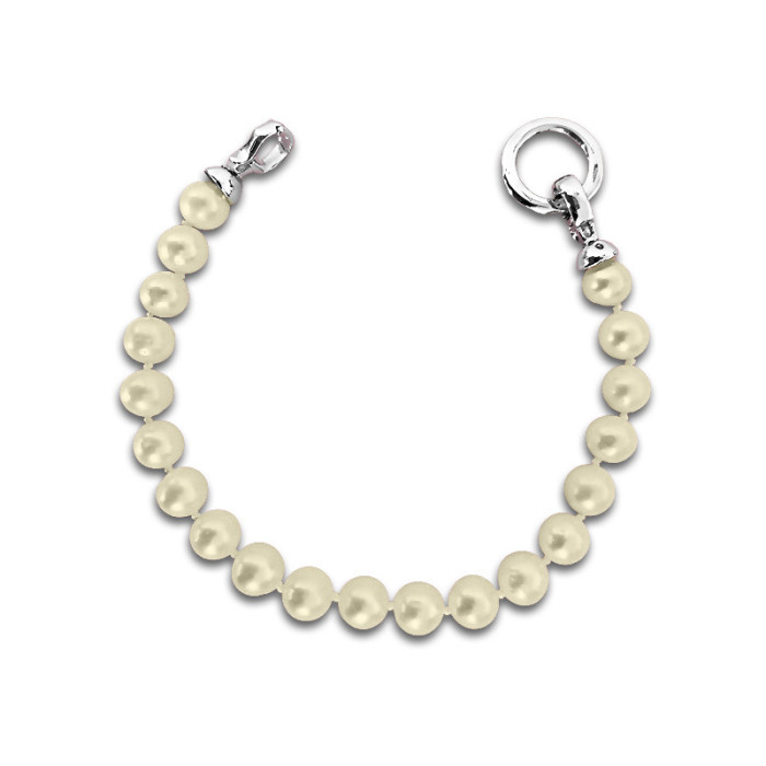 Srebrna bransoletka 925 zdobiona białymi perełkami na prezent