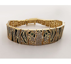 Złota bransoletka 585 elementowa z wzorem tygrysa