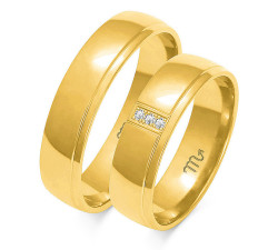 Z diamentami obrączka ślubna grawerowana złota 585