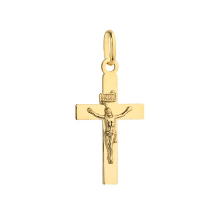 Złoty krzyż 585 z wizerunkiem ukrzyżowanego JEZUSA