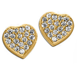 Złote kolczyki 585 serca zdobione cyrkoniami