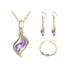 Komplet biżuterii łezki fioletowe elegancki zestaw liliowe migdały