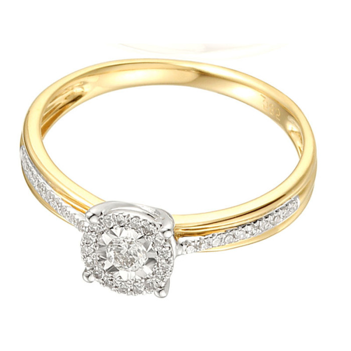 Złoty pierścionek zaręczynowy 585 z diamentami