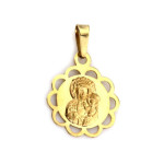Złoty gładki medalik 585 z Matką Boską częstochowską