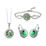 Komplet biżuterii Kate zielone cyrkonie kryształki na prezent