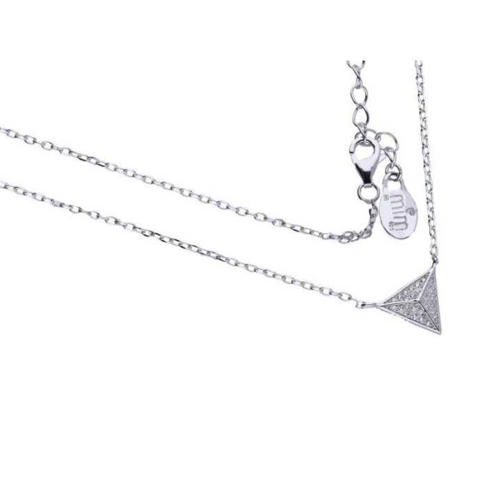 Srebrny naszyjnik 925 trójkąt z cyrkoniami 3,40g