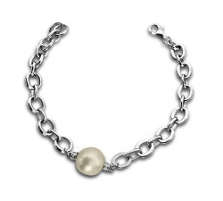 srebrna bransoletka z perłą