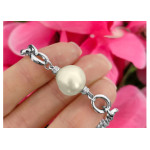 Srebrna bransoletka 925 z białą perłą elementowa na prezent