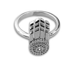 Srebrny pierścionek 925 nowoczesny z białymi cyrkoniami