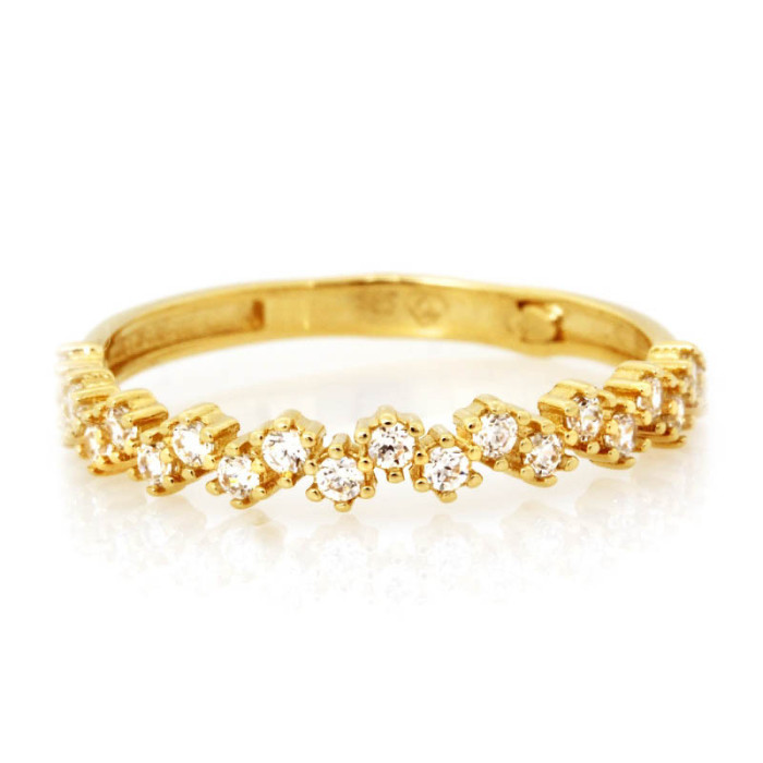 Złoty pierścionek 585 subtelny wysadzany cyrkoniami