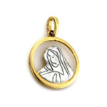 Złoty medalik 585 okrągły z Matką Boską