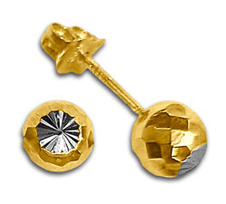 Złote kolczyki 333 kuleczki diamentowane z białym złotem