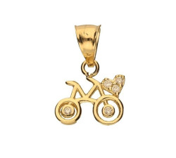 Srebrna złocona zawieszka 925 rower z cyrkoniami 0,70g