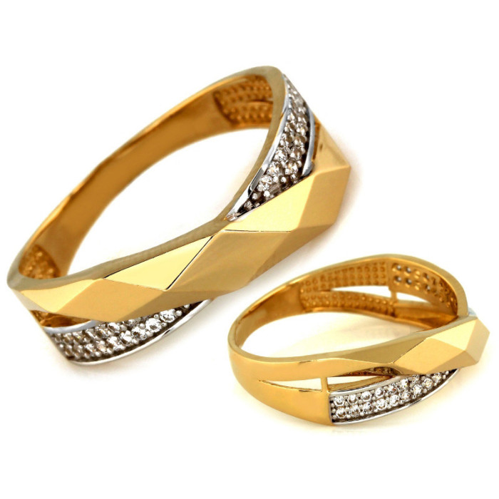 Złoty pierścionek 585 OBRĄCZKOWY Z CYRKONIAMI 2,87g