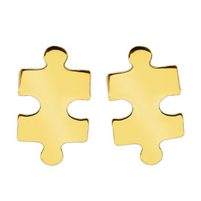 Złote kolczyki 585 puzzle na sztyft 0,9 g