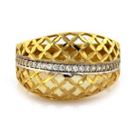 Złoty pierścionek 585 AŻUROWY Z CYRKONIAMI 3,16g