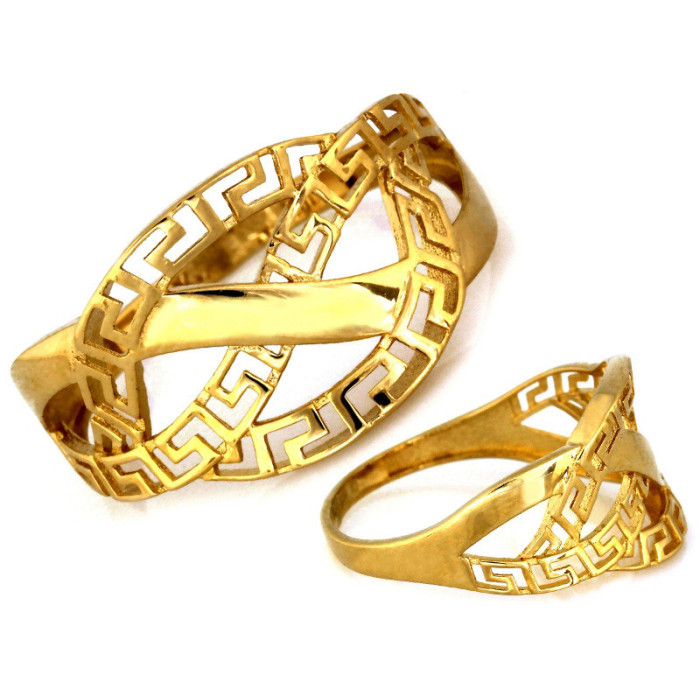 Złoty pierścionek 585 AŻUROWY Z GRECKIM WZOREM 1,81g