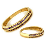 Złoty pierścionek 585 Z FIOLETOWYMI CYRKONIAMI 1,60g