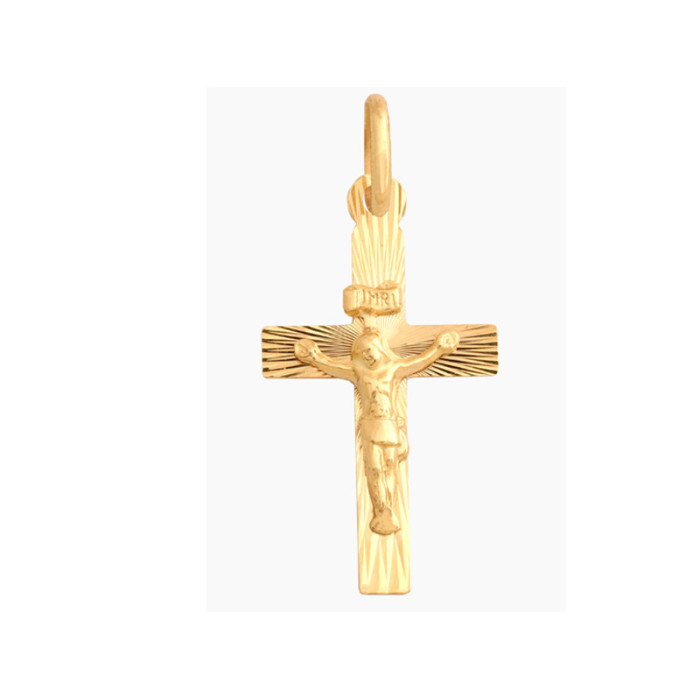 Złoty krzyż 585 krzyżyk z wizerunkiem Jezusa