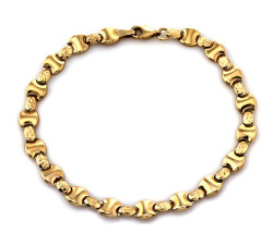 Złota bransoletka 375 błyszcząca segmentowana