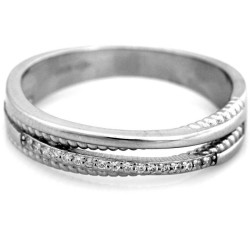 Srebrny pierścionek 925 obrączkowy z cyrkoniami