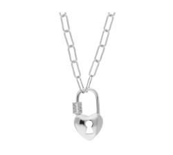 Srebrny naszyjnik 925 kłódka w kształcie serca