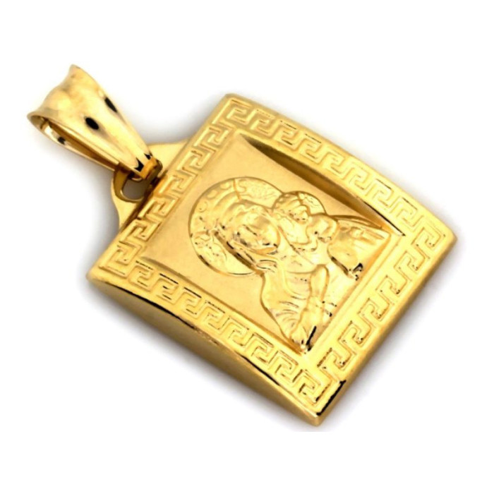 Złoty medalik 585 kwadratowy Matka Boska Częstochowska