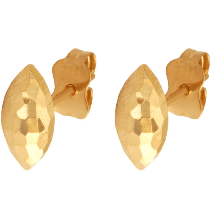 Złote kolczyki 585 grawerowane owale na sztyft