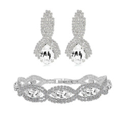 Komplet biżuterii białe cyrkonie kryształy