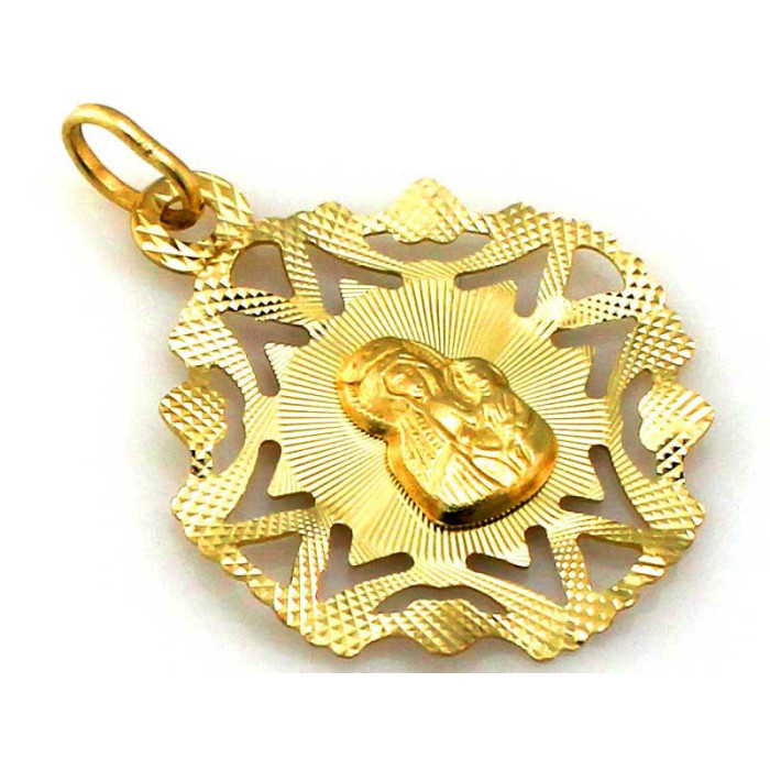 Złoty medalik 585 Matka Boska diamentowany 0,92g
