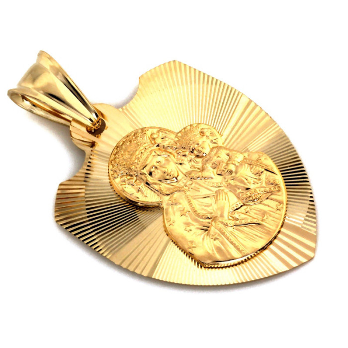 Złoty medalik 585 Matka Boska Częstochowska tarcza 3,65g