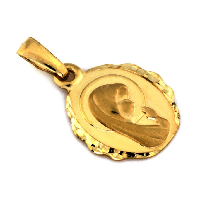 Złoty medalik 585 Matka Boska Chrzest Komunia 1,20g