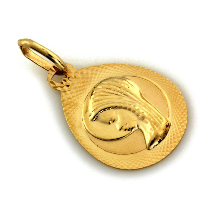 Złoty medalik 585 Matka Boska profil Komunia 0,95g