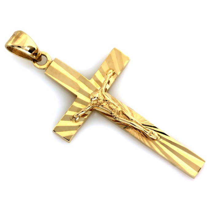 Złoty krzyż 375 Krzyżyk z Jezusem na Chrzest 1,22g