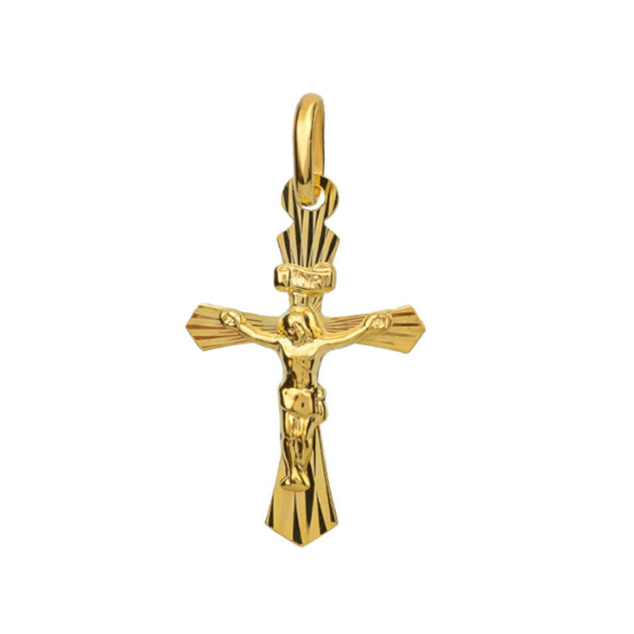 Złoty krzyż 585 Krzyżyk z Jezusem na Chrzest 0,49g