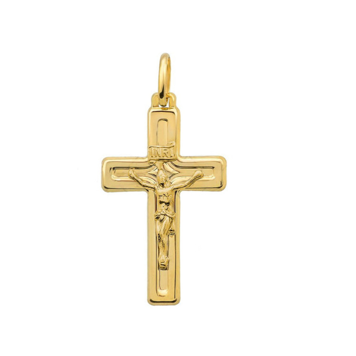 Złoty krzyż 585 Krzyżyk z Jezusem na Chrzest 0,84g