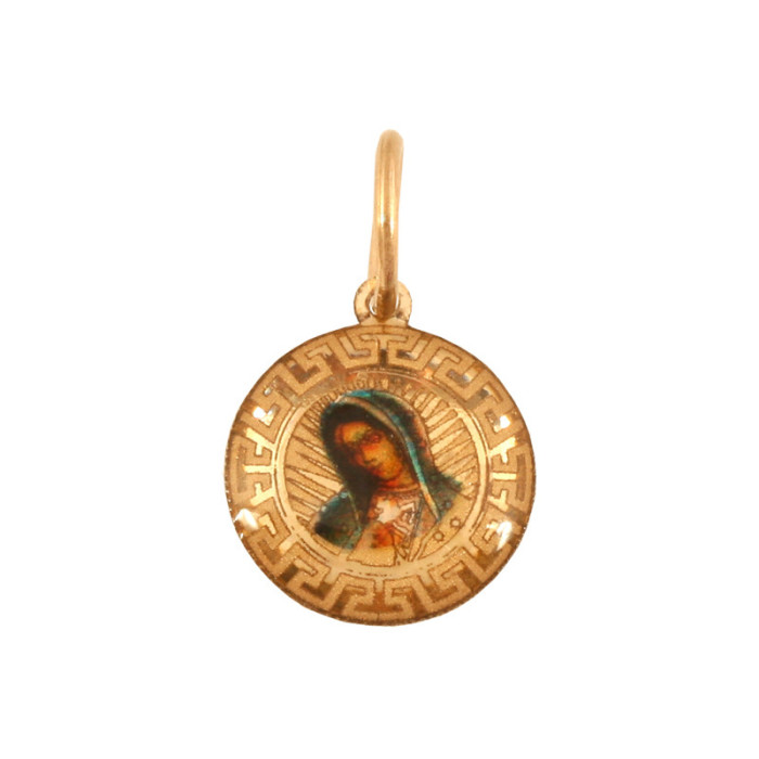 Złoty medalik 585 Emaliowany Matka Boska na Chrzest 0,35g