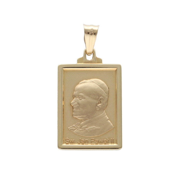 Złoty medalik 585 św. Jan Paweł II Chrzest Komunie 4,12g