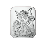 Srebrny obraz anioł stróż pamiątka chrztu 4.5x5.5cm