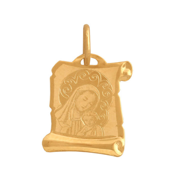 Złoty medalik 585 Matka Boska papirus Chrzest 0,50g