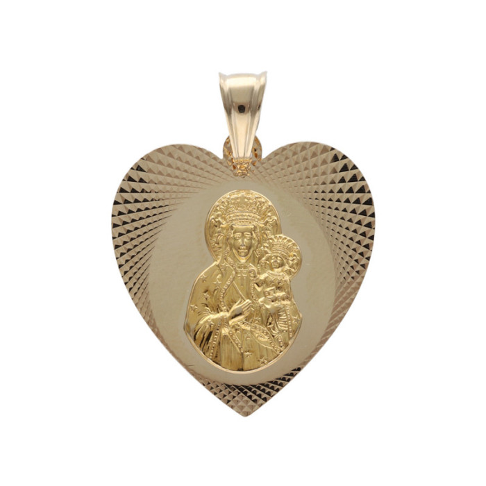 Złoty medalik 585 Chrzest serce Matka Boska 4,54g