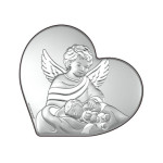 Obrazek srebrny z aniołem stróżem  8x7.3cm grawer