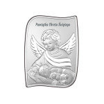 Srebrny obrazek na chrzest Anioł 13,5x18cm grawer