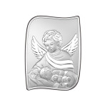 Srebrny obraz anioł stróż 9.6x13cm grawer